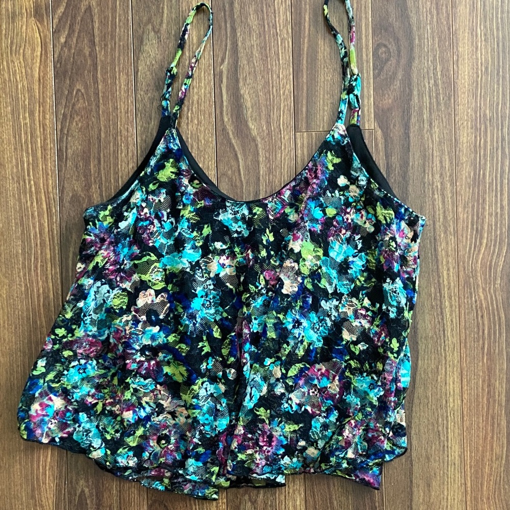 Almost Famous Vibrant Floral Crop Top - Multicolor